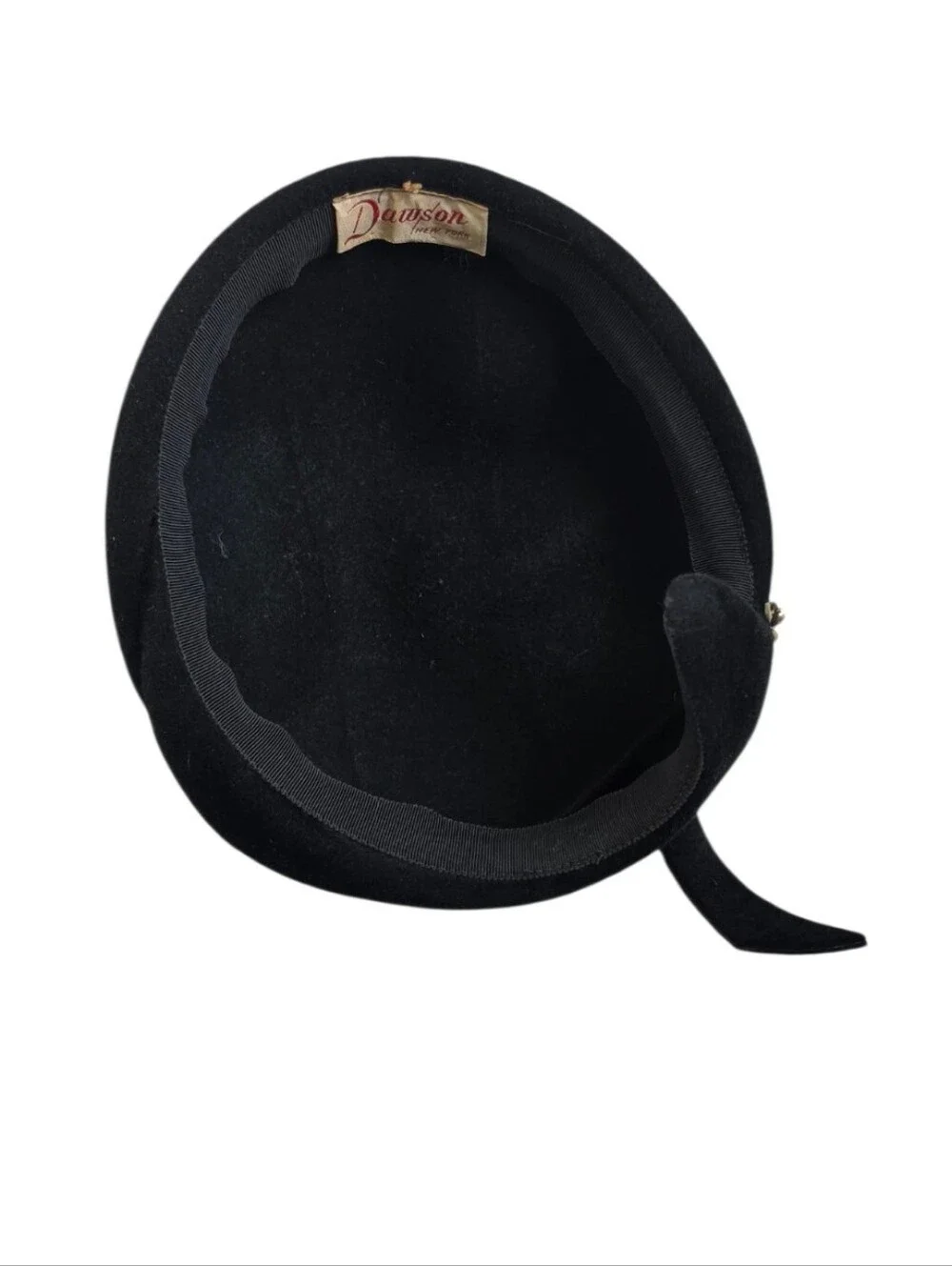 Vintage Dawson New York Black Felt Sculptural Hat Beaded Insect Embellishment